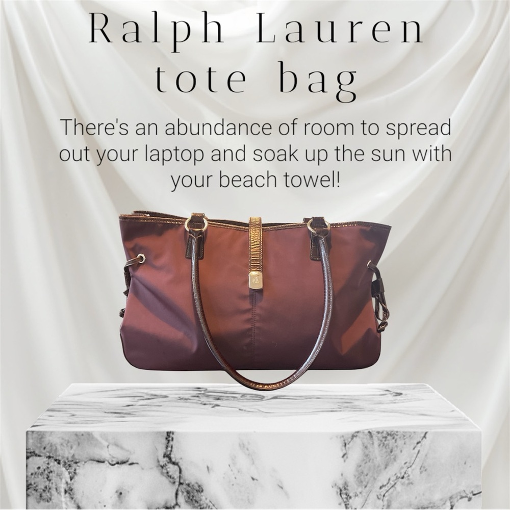 Ralph Lauren Dark Roch Burgundy Tote Bag